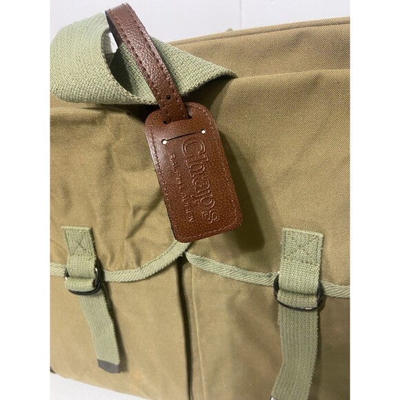 Vintage Chaps Ralph Lauren Canvas Khaki Duffel Bag 3 Pockets Military Surplus - Picture 3 of 16